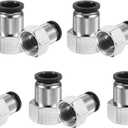 HARFINGTON 10pcs Push to Connect Fittings 1/2" Tube OD x 1/2" NPT Thread Female Straight Pneumatic Tube Fittings PCF1/2-N04 Quick Connect Air Line Fittings Air Hose Fittings, Black