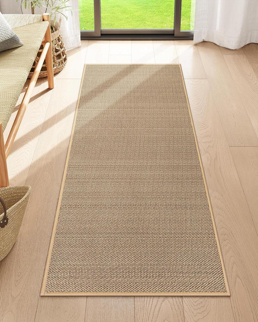 Lahome Noe Farmhouse Kitchen Runner, 2x5 Entryway Runner Rug Non Slip for Entryway Indoor Washable Carpet for Hallway Neutral Rug Runner Kitchen Mats for Floor Entry Bathroom, Beige