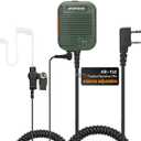 BAOFENG Military Grade Volume Adjustable Speaker Mic with 3.5mm Receiver/Listen Only Surveillance Acoustic Tube Earpiece AR-152 UV-5R Motorola TYT Radio (Green+Headset)