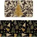 Artoid Mode Golden Xmas Tree Ornament Christmas Kitchen Mats Set of 2, Winter Low-Profile Home Decor Kitchen Rugs for Floor - 17x29 and 17x47 Inch