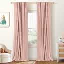 100% Blackout Shield Linen Blackout Curtains for Bedroom 102 Inches Long, Back Tab/Rod Pocket Living Room Drapes, Thermal Insulated Blackout Curtains 2 Panels Set, 50" W x 102" L, Blush Pink