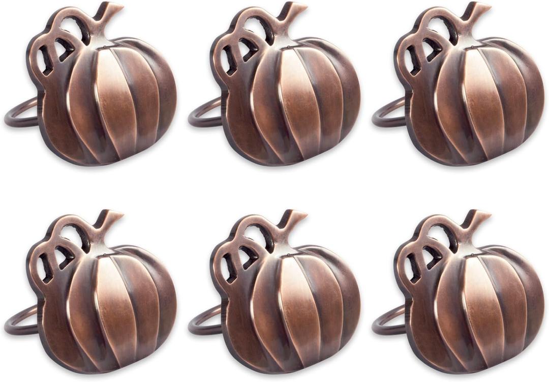 DII Christmas Thanksgiving Holiday Tabletop Dcor Collection Decorative Napkin Ring Holder Set, 2" Diameter, Rustic Harvest Pumpkin, 6 Piece