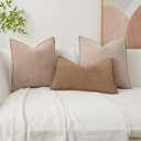 Kevin Textile 12x24 Inch Lumbar Pillow Cover 1 Pack Soft Boucle Textured Decorative Waterproof Rectangle Cushion Elegant Accent Pillow for Couch Sofa Chair Bed Home Decor Indoor Outdoor Camel