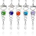 5pcs Wind Spinner Tail Gazing Ball Spiral Stabilizer Tails for Indoor and Outdoor Decoration, (7.1'') 18cm Stainless Steel Hanging with Swivel Hook Garden Decorative