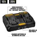 DEWALT 12/20V MAX Battery Charger, Corded, Dual Charging Station, 2-USB Ports Included (DCB102)