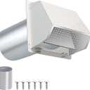 4 Inch Dryer Vent Cover Outside Hooded Wall Vent with Screen and Damper, Exhaust Vent Wall Mount Exterior Wall Vents Cover Cap for Dryer Ventilation&Outdoor Air Exhaust,Galvanized Steel,White