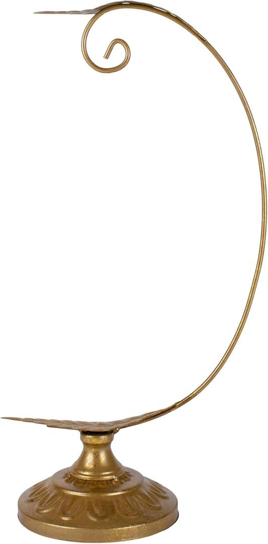DEMDACO Leaf Pattern Gold Tone 12 x 7 Iron Metal Christmas Ornament Display Stand