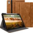 H HOLIMET Case for iPad Air 13 inch M3 2025 & M2 2024 with Pencil Holder Shockproof Folio Cover, Auto Sleep/Wake, Vegan Leather (Brown)