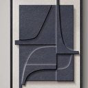 Large 3D Textured Framed Blue and White Abstract Wall Art for Living Room, 1 Piece Modern Artwork for Walls, Minimalist Navy Blue Geometric Paintings for Hallway, Stair, Office Wall Decor 24x36 In