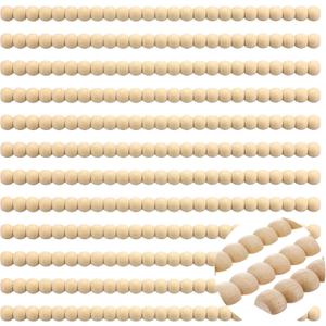 Nuanchu 12 Pcs Decorative Beaded Wood Trim Molding Half Wooden Beads Bobbin Trims 15.75 Inch Unfinished 3D Pearl Paintable Wood Molding for DIY Crafts Home Wall Cabinet Shelf Window Door (20 mm)