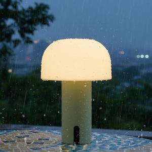 Cordless Mushroom Table Lamp for Outdoor/Indoor, Rechargeable Waterproof Battery Operated Lamp, 3-Color Touch Dimmable Light for Bedside/Shower/Patio/Camping/Dinning/Counter/Kitchen/Nursery Sage Green