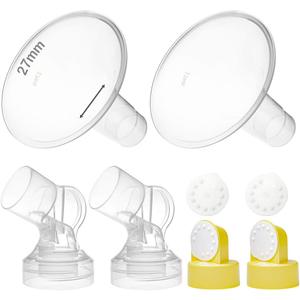 Nenesupply Pump Parts 27mm Flanges Compatible with Medela Breast pump Flange Valve Membrane Connector Compatible with Personal fit Connector Not Original Medela Pump Parts. Pump in Style Symphony