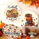 3 Pcs Fall Football Decorations Door Sign Football and Fall Y'all Welcome Wooden Hanging Sign Autumn Wood Wreath with Rope for Front Door Outdoor Autumn Harvest Thanksgiving Party Decor
