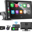 Wireless Apple Carplay Car Stereo,Portable 9'' Touch Screen Android Auto,2.5K Dash Cam,1080p Backup Camera DVR,Drive Mate Carplay Navigation with Mirror Link/Siri/FM/Bluetooth