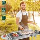 Portable Charcoal Grill, Folding Barbecue Grill with Storage Shelf, 39" x 13.39"x 27.56" Stainless Steel BBQ Smoker Barbecue Tool Kits for Outdoor Cooking Camping Hiking Picnics Backpacking (Large)