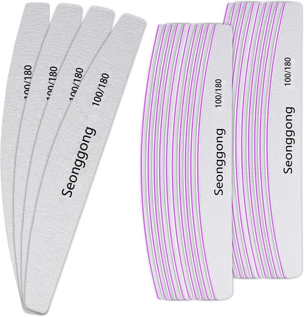 24 PCS Nail File 100/180 Grit Nail Files for Women Double Sided Emery Board Fingernail Shaping Manicure Pedicure Tools for Natural Nails Nail Supplies Salon and Home Use