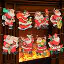 6.56 ft Vintage Christmas Santa Banners Christmas Decorations Wooden Garland Hanging Decorations Xmas Banner for Xmas Party Home Office Mantle Wall Outdoor Indoor