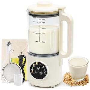 8-in-1 Nut Milk Maker Machine, 50oz Glass Soy Almond Oat Milk Maker with 20 Blades, Delay Timer, Constant Temperature, Self-Cleaning, Overheat Protection, Recipe Included