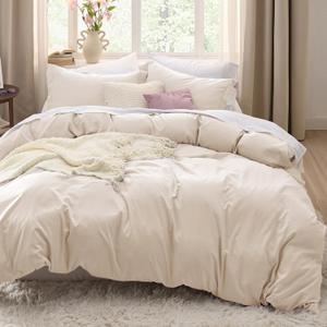Bedsure Oat Milk Duvet Cover King Size - 3 Pieces Prewashed Cotton-Like Polyester Extra Soft Bedding Set, Includes 1 Duvet Cover 104x90 Inches with Zipper Closure & 2 Pillow Shams, No Comforter