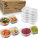5 Set Reusable Snack Containers with Lids, BPA-Free Leakproof Portion Control Containers for Adults & Kids, Divided Mini Food Storage for Lunch, Salad Dressing, Condiments