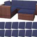 HEBE Outdoor Patio Cushion Covers Set of 12 Waterproof Stretch Seat Cushion Cover for Patio Furniture Clearance Outdoor Sofa Cushion Cover Replacement Couch Slipcovers Chair Seat Cover (Navy Blue)