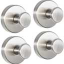 ZESLMG Nickel Suction Cup Hooks for Glass Window, Silver Shower Hook for Inside Shower, Removable Towel Hooks for Bathroom Kitchen Wall Glass Door, Wreaths Loofah Suction Hook for Hanging, 4 Pack