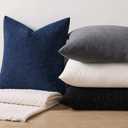 MIULEE Navy Couch Pillow Covers 18x18 Inch, Set of 2 Soft Chenille Decorative Square Throw Pillow Covers Farmhouse for Sofa Living Room Bed
