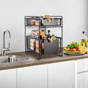 2 Tier Under Sink Organizer,Slide Out Kitchen Cabinet Organizer,Pull Out Pantry Storage with 2 baskets, Office Supplies,Kitchen,Bathroom Organizer with Sliding Drawer,Large Capacity,Multi-Use