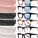 CCVOO 6 Pack Oprah Reading Glasses for Women, Eyeglasses, Blue Light Readers for Women, Computer Eye Glasses, Cheaters +3.0