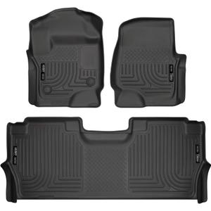 Husky Liners Weatherbeater Floor Mats | Fits 2017-2025 Ford F-250/F-350/F-450 SUPERCREW CAB ONLY with Factory Carpet & with Fold Flat Storage | Front & 2nd Row, 3-pc Black - 94061 Husky Liners Weatherbeater Floor Mats | Fits 2017-2025 Ford F-250/F-350/F-450 SUPERCREW CAB ONLY with Factory Carpet & with Fold Flat Storage | Front & 2nd Row, 3-pc Black - 94061