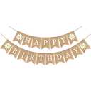 Daisy Themed Birthday Banner - Happy Spring Decoration with Flowers for Fireplace Mantle