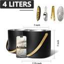 Bakpoco 4L Ice Bucket with Silicone Lid, Scoop, Gold Tongs & Strainer, Stainless Steel Double Wall Insulated Ice Buckets for Parties & Cocktail Bar Outdoor Champagne Ice Container Bin, Black