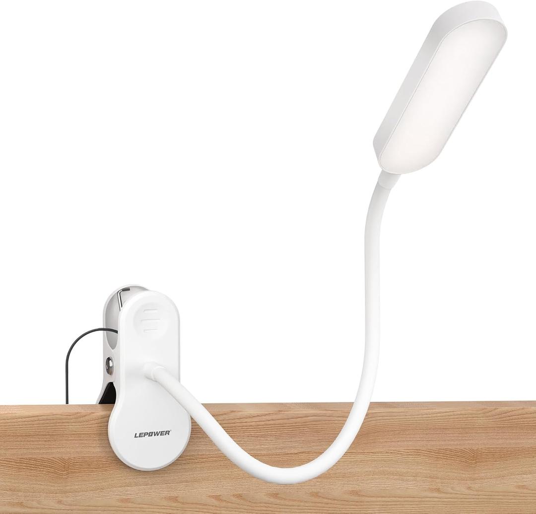 LEPOWER Clip on Light, 60 LED Reading Lights for Books in Bed, with 25+ Lighting Options, 3 Timer, Night Light Function, Eye-Caring Book Light for Reading in Bed, Headboard, Bedroom, White