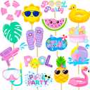 18pcs Summer Pool Party Centerpiece Sticks Pool Theme Birthday Party Decorations for Girls Hello Summer Party Table Toppers for Beach Pool Hawaii Luau Party Supplies