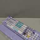 Wireless Keyboard and Mouse Combo - Cute Typewriter Keyboard with Detachable Wrist Rest, Retro Round Keycaps, Foldable Legs, 2.4GHz Full-Size Keyboard for PC, Laptop, Mac, Windows - Trueque (Purple)