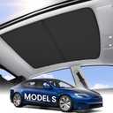 Zanch Tesla Model S Accessories Sunshade Roof [2025 Cooling Tech, Heat Insulation] No Sag Foldable Roof Glass Sun Shade for Model S (2021-2025) Tesla Accessories 2026 2025 - Black
