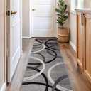 Rugshop Wavy Circles Design Runner Rug, Non-Shedding Carpet for Hallway, Kitchen, or Entryway, Gray, 2'7" x 8' (Grey)