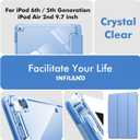 INFILAND Case for iPad 6th / 5th Generation (2018/2017) iPad 9.7 Inch case, iPad Air 2, Slim Stand Crystal Clear Protective Smart Cover Auto Wake/Sleep (Blue)