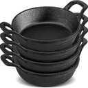 4Pack Mini Cast Iron Skillets, 6.3 x 6.3 x 1.5 Inch Frying Pan, Black Small Skillet, Cast Iron Pan with Handle, Mini Casserole Dish Skillets for Kitchen Baking Cooking Indoor Outdoor