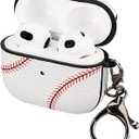 for AirPods 3 Case, Full Protective Durable Baseball Case for Apple AirPods 3 Charging,Case Cover with Keychainnot pro 3