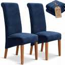 Deisy Dee Stretch XL/Oversized Extra Large Velvet Dining Room Chair Covers for Kitchen DiningRemovable Washable Chair Protectors Slipcovers (Navy, 2)