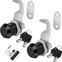 Black Toolbox Lock with Keys, Cabinet Locks Keyed Alike, Hook Cam, Tubular Cam Lock, Tool Box Lock with Manual, Zinc Alloy (5/8 Inch 2 Pack-Black)
