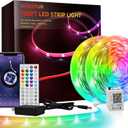 200 FT Bedroom LED Lights (2 Rolls of 100 FT)
Music Synchronized Color Changing RGB LED Strip Lights, Bluetooth LED Lights with Remote and App Control, Ideal for Home and Party Decoration