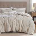 Bedsure Cotton Duvet Cover Queen Size - Waffle Weave Boho Textured Duvet Cover Set, Soft and Breathable Ripple Jacquard Bedding Set for All Seasons (Pink, Queen, 90"x90")