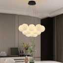 Bubble Chandelier,12-Lights Milk Glass Bubble Chandeliers Lighting, Modern Nordic Large Globe Chandelier, Mid-Century Ball Pendant Light Fixture for Dining Room,Hallway,Island