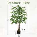 2 Pc Artificial Ficus Tree 4ft Silk Fake Ficus Leaves Plant 120cm Potted Faux Ficus Tree with Decorative Moss Dual Trunks Indoor Outdoor Faux Green Tree for Home Garden Office House Livingroom Dcor