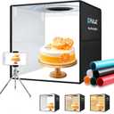 Portable Photo Studio Light Box, 16"x16"x16" Photo Studio Light Box Photography, 3-Color Dimmable Folding Shooting Tent with 160 LEDs (CRI>90) & 6 PVC Backdrops for Toys/Jewelry/Watches/Cosmetics