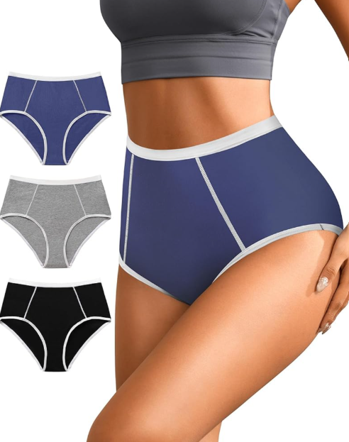 K-CHEONY Womens Underwear High Waisted Cotton Panties Full Coverage Soft Stretch Breathable Ladies Briefs 3 Pack M