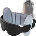 Upgraded Travel Pillow, U-Shaped Airplane Head Strap for All Heights, 360 Support, 3D Sleep Mask, 100% Light Blocking, Long Flights Essentials Headrest, Stop Bobblehead, Grey