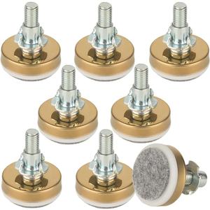 Furniture Leveling Feet ,Leg Leveler1.69" Dia Base, Adjustable Leveling feetM10 Thread, 1102 Lb Capacity,for Table Legs Furniture Feet Cabinets Sofa Tables Chairs Raiser(D43xM10x30,8 Pack,Gold)